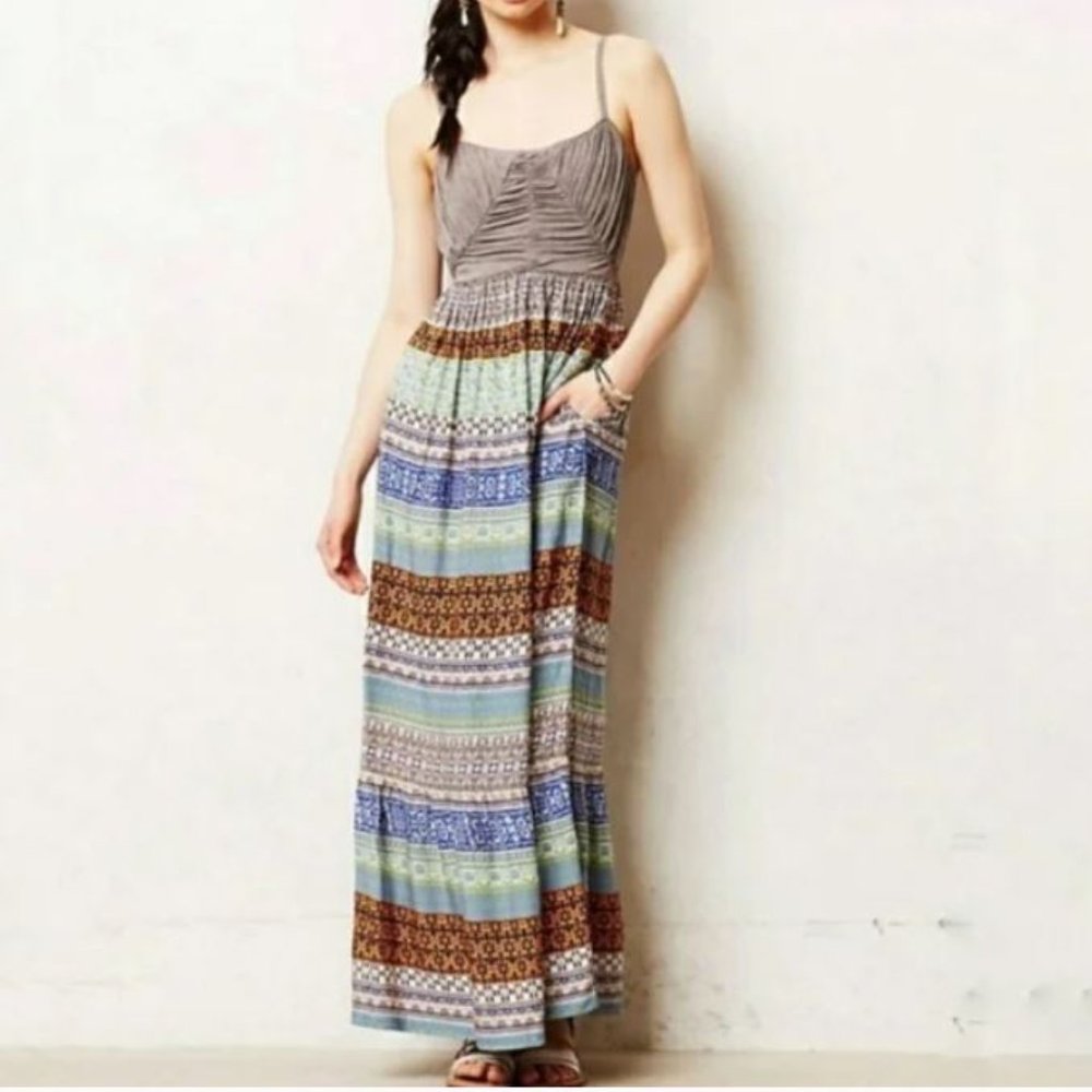 Anthropologie Lilka Boho Multi-pattern Maxi Dress Sleeveless Small